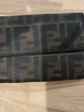 Fendi Brown and Black Unisex Canvas Bifold Wallet